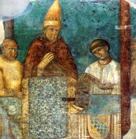 Giotto: Bonifác VIII. vyhlašuje milostivé léto 1300, 1300, freska, Řím, S. Giovanni in Laterano